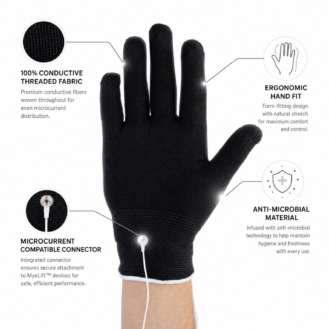 Microcurrent Conductive Facial Gloves - Black