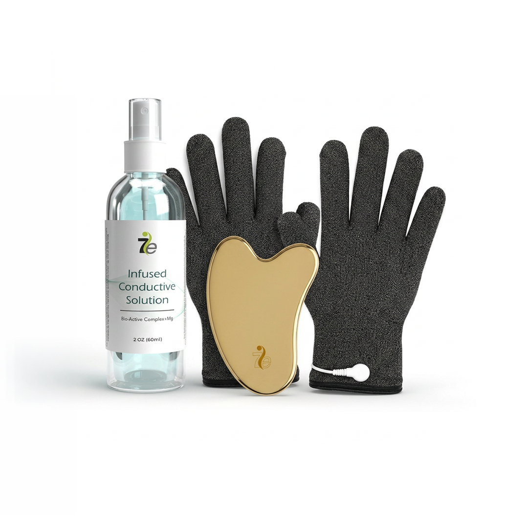 Microcurrent Conductive Gloves and Gua Sha Accessories Kit
