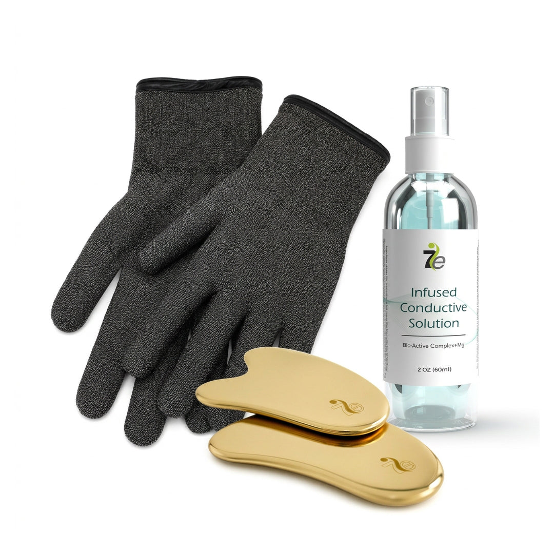 Microcurrent Conductive Gloves and Gua Sha Accessories Kit