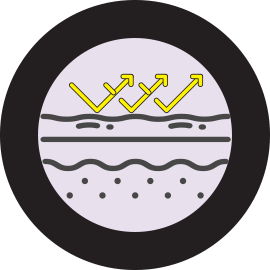 Icon showing how MyoLift microcurrent technology improve blood circulation in the skin.