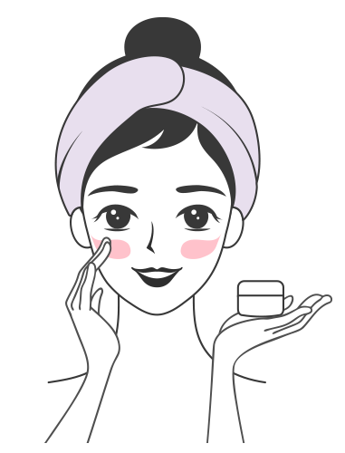 Applying our peptide serum to maintain youthful skin.